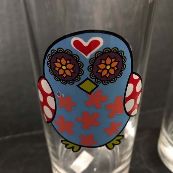 Highball Cylinder Glasses Hippie Owl Decal 7oz - Picture 5 of 6